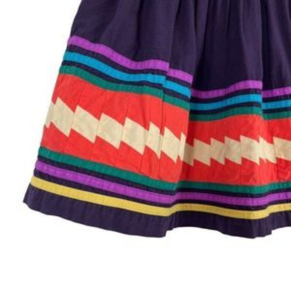Mini?Boden?Colorful Stripe Pleated Casual Skirt Girls Size 9-10Y Dark Purple